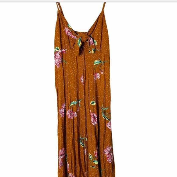 EUC Xhilaration Yellow Floral Asymmetrical Midi Dress Small - Picture 2 of 7